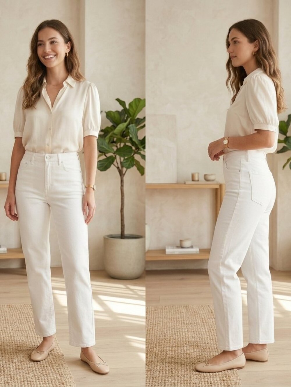 Ella Moss High Waist Straight-Leg Cut White Pants Trousers - Size 10/30 NEW